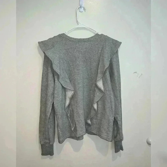 A.L.C. Gray Keller Ruffle Crewneck Pullover Sweatshirt - Picture 5 of 10